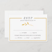 Einfache Blätter aus Gold Trendy Stilrahmen Hochze RSVP Karte (Vorne/Hinten)