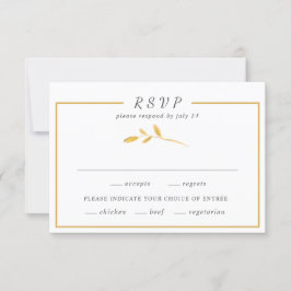 Einfache Blätter aus Gold Trendy Stilrahmen Hochze RSVP Karte