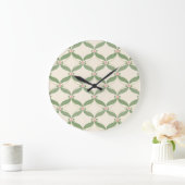 Einfache Blätter Blume Grid-Muster Große Wanduhr (Zuhause)