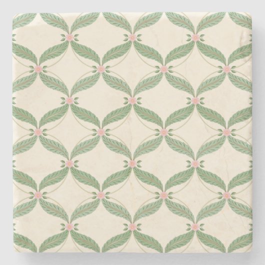 Einfache Blätter Blume Grid-Muster Steinuntersetzer (Vorderseite)