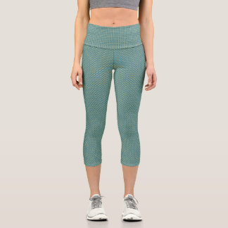Einfache Blätter in blauen Capri-Leggings Capri Leggings