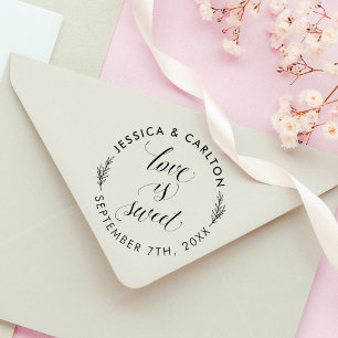 Einfache Blätter Liebe Sweet Round Wedding Vielen Gummistempel