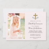 Einfache Blätter mit Foto der Kreuzheiligen Kommun Einladung (Vorderseite)