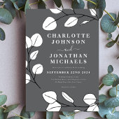 Einfache Blätter Modernes, stilvolles Grau Einladung