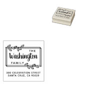 Einfache Blätter Nachname Skript und Rücksendeadre Gummistempel (Stempel)