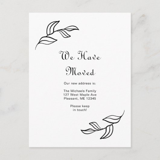 Einfache Blätter Schwarz und Weiß haben wir versch Postkarte (Vorderseite)