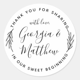 Einfache Blätter Skriptnamen Runde Hochzeit Vielen Runder Aufkleber