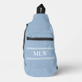 Einfache Blau- und Weiß-Monogramm-Vorlage Crossbody Bag