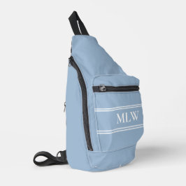 Einfache Blau- und Weiß-Monogramm-Vorlage Crossbody Bag
