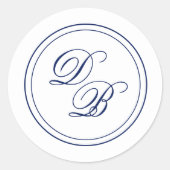 Einfache Blau-Weiß-Monogramm-Umschlag Aufkleber (Vorderseite)