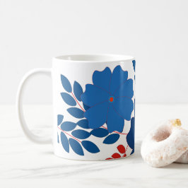 Einfache Blaublumen Vektorgestaltung Kaffeetasse