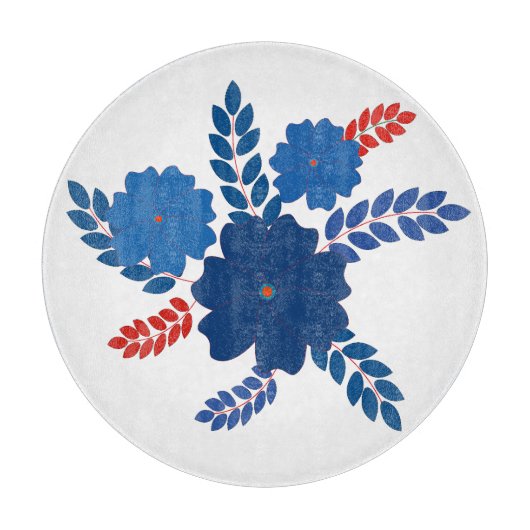 Einfache Blaublumen Vektorgestaltung Schneidebrett (Vorderseite)