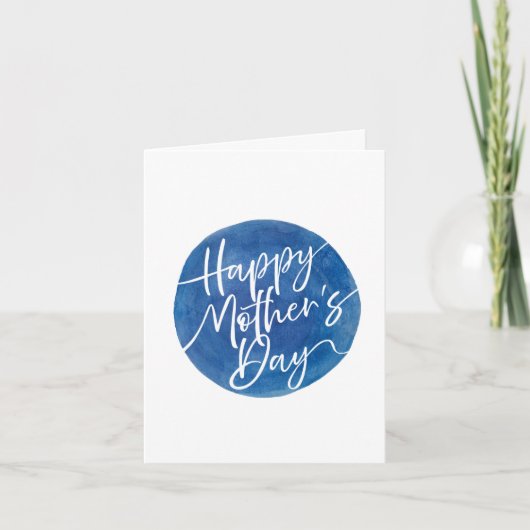 Einfache blaue Aquarellschrift Muttertagsskripte Dankeskarte (Vorderseite)