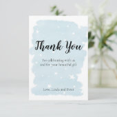 Einfache blaue Aquarellsterne Dankeskarte (Stehend Vorderseite)