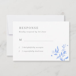 Einfache blaue Blätter mit RSVP-Karte RSVP Karte
