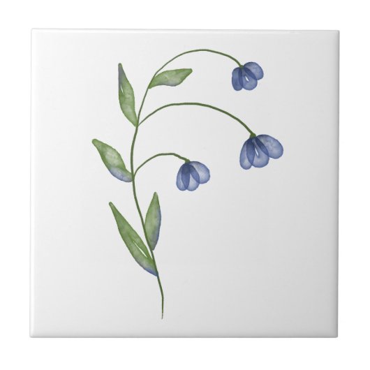 einfache blaue Blume Fliese (Vorderseite)