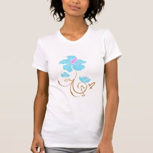 Einfache blaue Blume T-Shirt