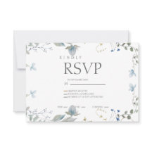 Einfache blaue Blumen-RSVP-Karte