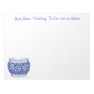 Einfache blaue Cachepot-Blume POT-Option Notizblock