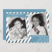 Einfache blaue Einladung zweimal zum Geburtstag (Vorne/Hinten)