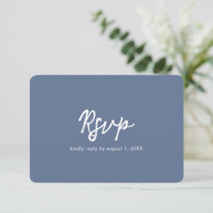 Einfache, blaue, fette Schriftart Moderne Hochzeit RSVP Karte