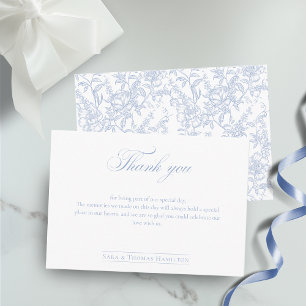 Einfache blaue florale Chinoiserie-Klassiker-Hochz Dankeskarte