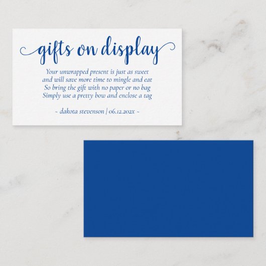 Einfache blaue Geschenke auf Anzeige | Cerulean An Begleitkarte (Vorne/Hinten)