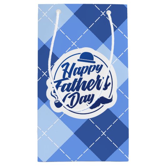 Einfache blaue glückliche Geschenk-Tasche des Kleine Geschenktüte (Rückseite)