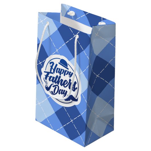 Einfache blaue glückliche Geschenk-Tasche des Kleine Geschenktüte (Rückseite Schrägansicht)