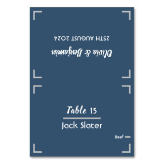 Einfache blaue handgeschriebene Schrift Hochzeitst Tischnummer