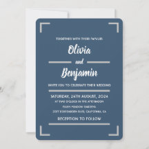Einfache Blaue Handschriftliche Hochzeitsschrift