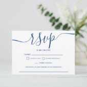 Einfache blaue Hochzeit rsvp Monogramm Karte (Stehend Vorderseite)