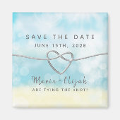 Einfache blaue Hochzeit speichern das Datum der Ei Magnet (Vorne)