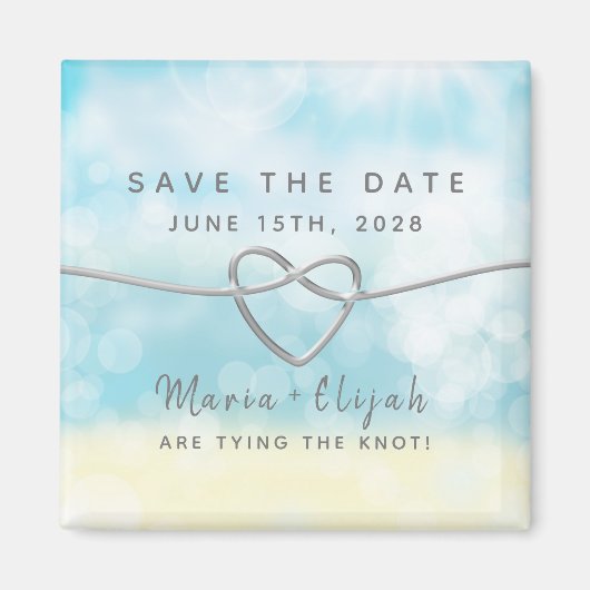 Einfache blaue Hochzeit speichern das Datum der Ei Magnet (Vorne)