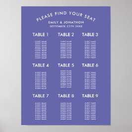 Einfache blaue Hochzeitstabelle Poster
