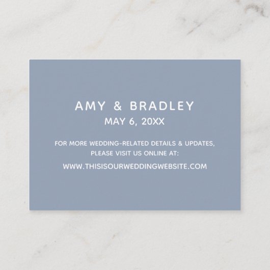 Einfache, blaue Hochzeitsunterkünfte Begleitkarte (Rückseite)