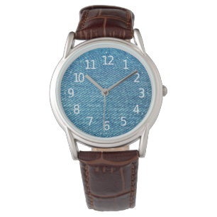 Einfache blaue Jeans Denim Textile Textur Armbanduhr