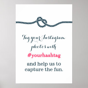 Einfache blaue Knoten Instagram-Fotos Hashtag-Schi Poster