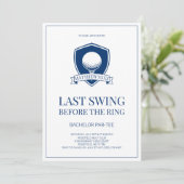 Einfache blaue letzte Runde Golf Junggesellenabsch Einladung (Stehend Vorderseite)