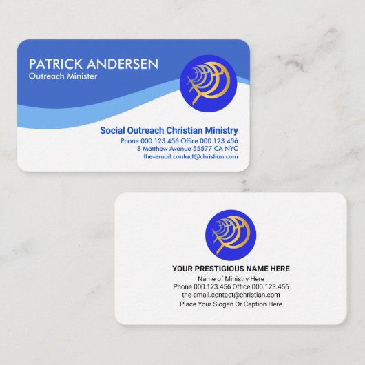 Einfache Blaue Meereswellen Ichthus Fisch Visitenkarte (Vorne/Hinten)