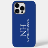 Einfache blaue Monogram modern Case-Mate iPhone Hülle (Rückseite)