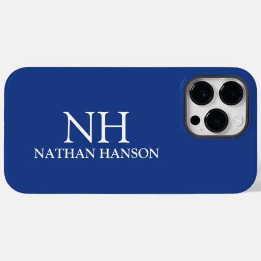 Einfache blaue Monogram modern Case-Mate iPhone Hülle (Rückseite (Horizontal))