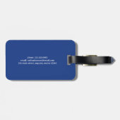 Einfache blaue Monogram modern Gepäckanhänger (Rückseite horizontal)