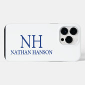 Einfache blaue Monogram modern iPhone Hülle (Rückseite (Horizontal))
