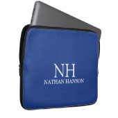 Einfache blaue Monogram modern Laptopschutzhülle (Vorne Rechts)