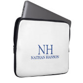 Einfache blaue Monogram modern Laptopschutzhülle (Vorne Rechts)