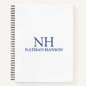 Einfache blaue Monogram modern Notizblock (Vorderseite)