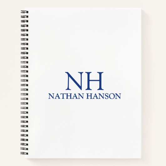 Einfache blaue Monogram modern Notizblock (Vorderseite)