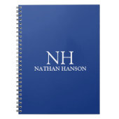 Einfache blaue Monogram modern Notizblock (Vorderseite)