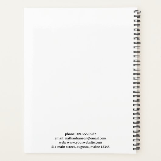 Einfache blaue Monogram modern Planer (Rückseite)